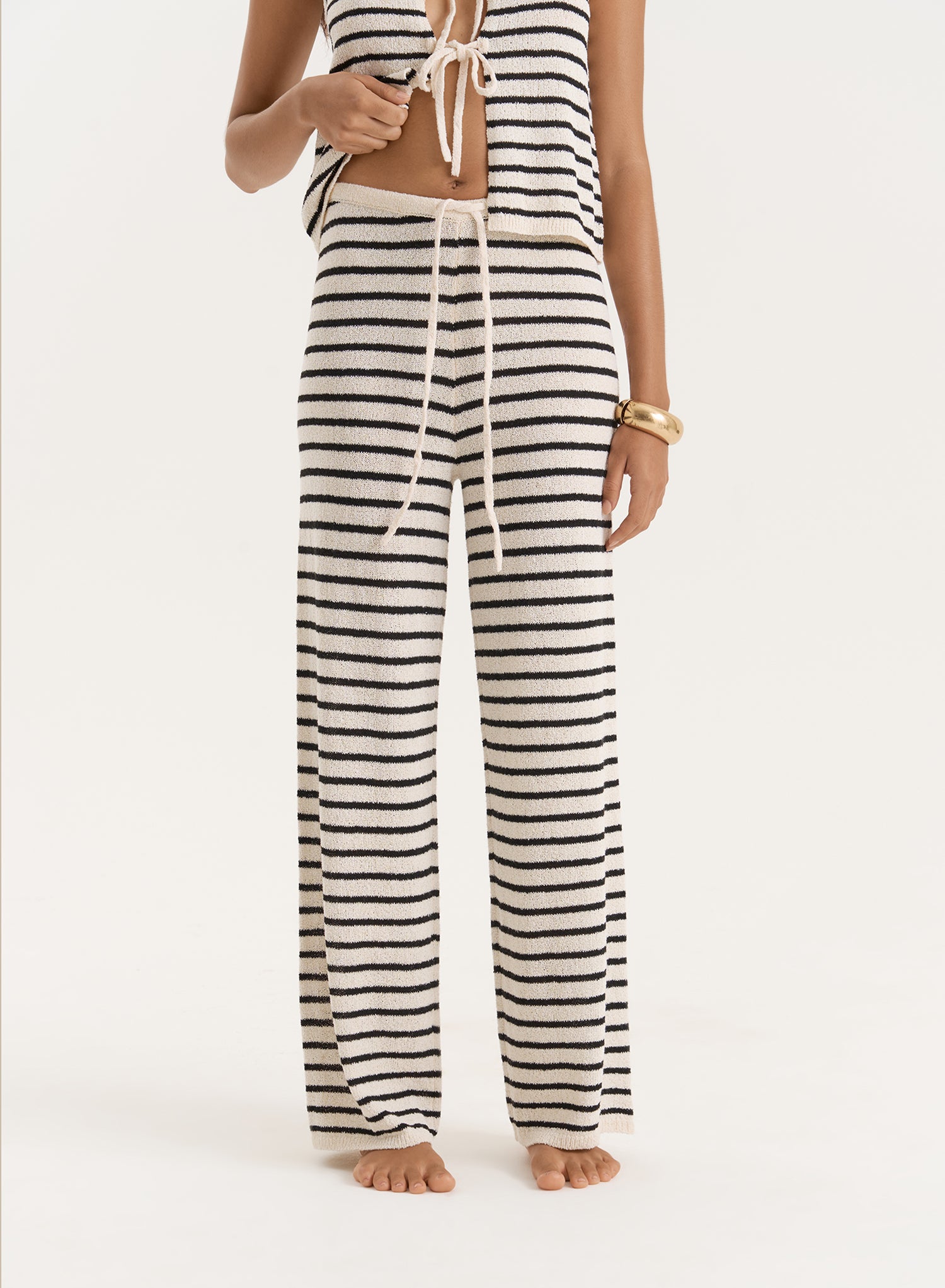 Striped Knitted Wide Leg Trouser